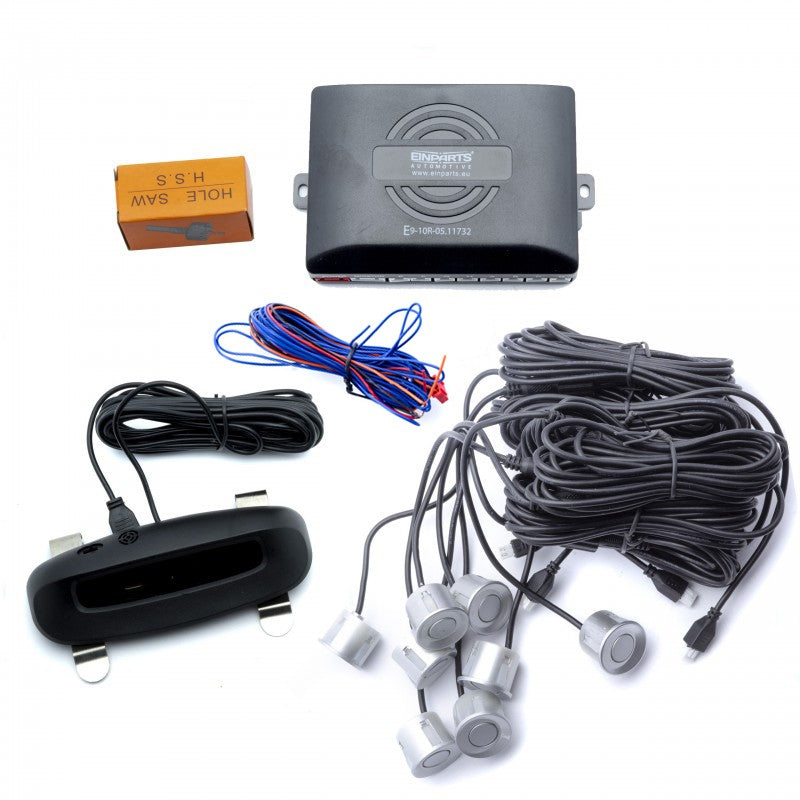 Parkeringssensor med display – Silver – ultraljudssensor – 8 sensorer