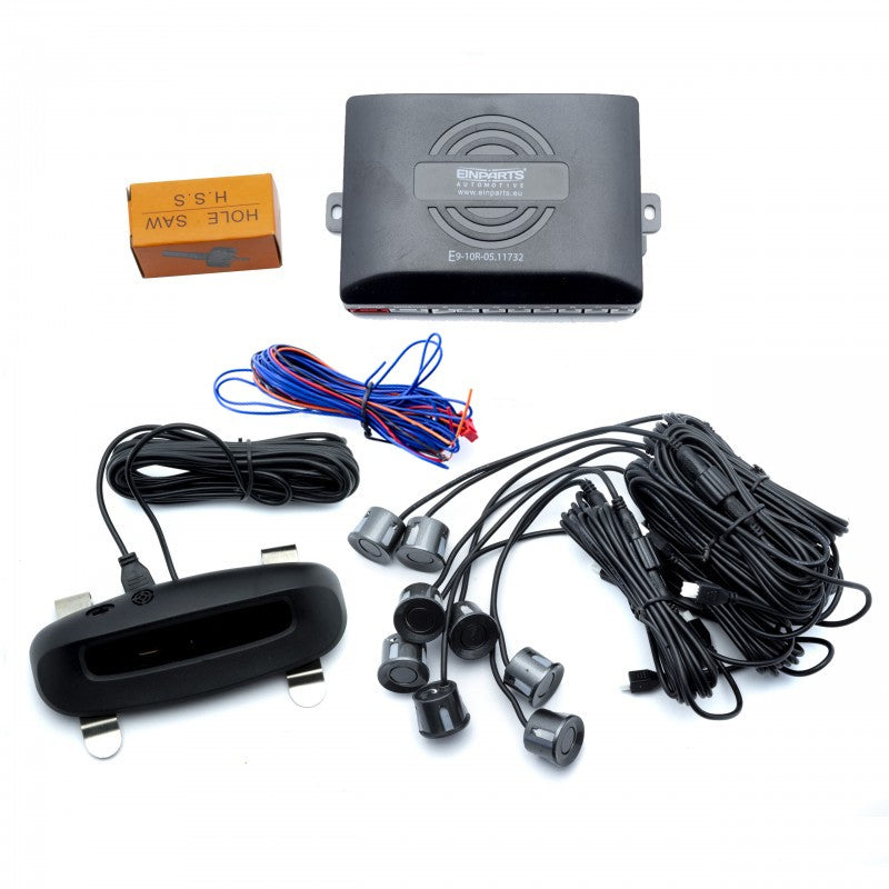 Parkeringssensor med display – Antracit – ultraljudssensor – 8 sensorer