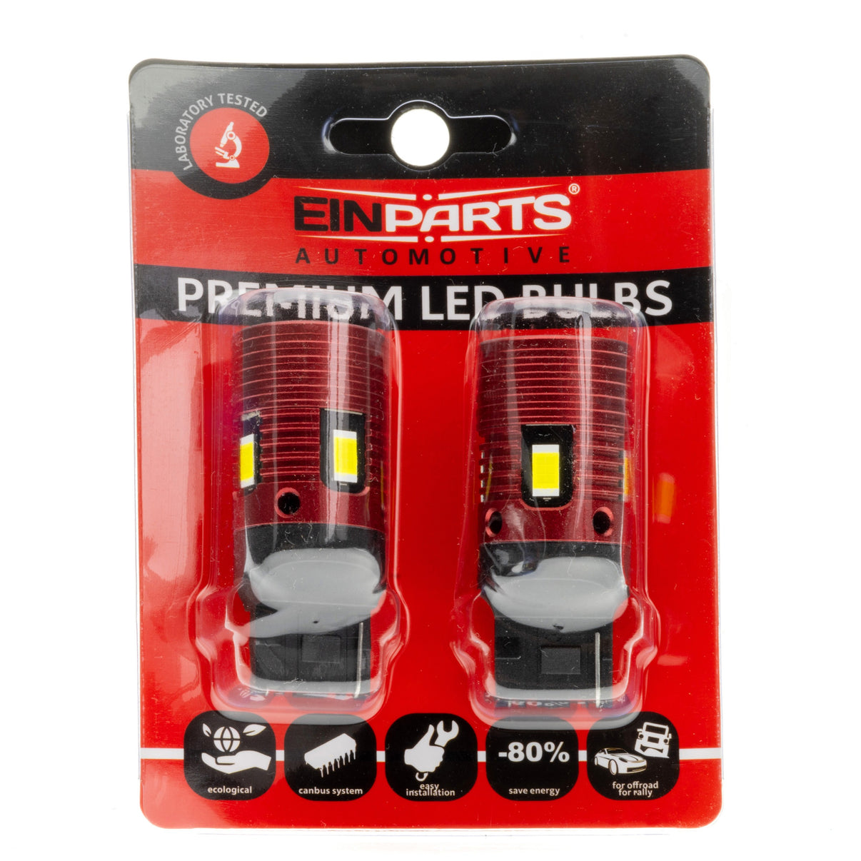 LED-lampa för bil – W21W – W3X16D – 6000K – 4 LED – SMD 3570 – 50 mm – 2-pack