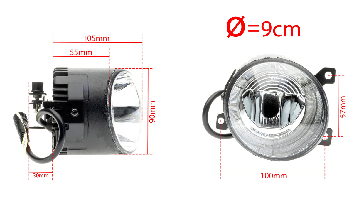 DRL- och dimljus – 6000K – 10 W – 9V - 16V