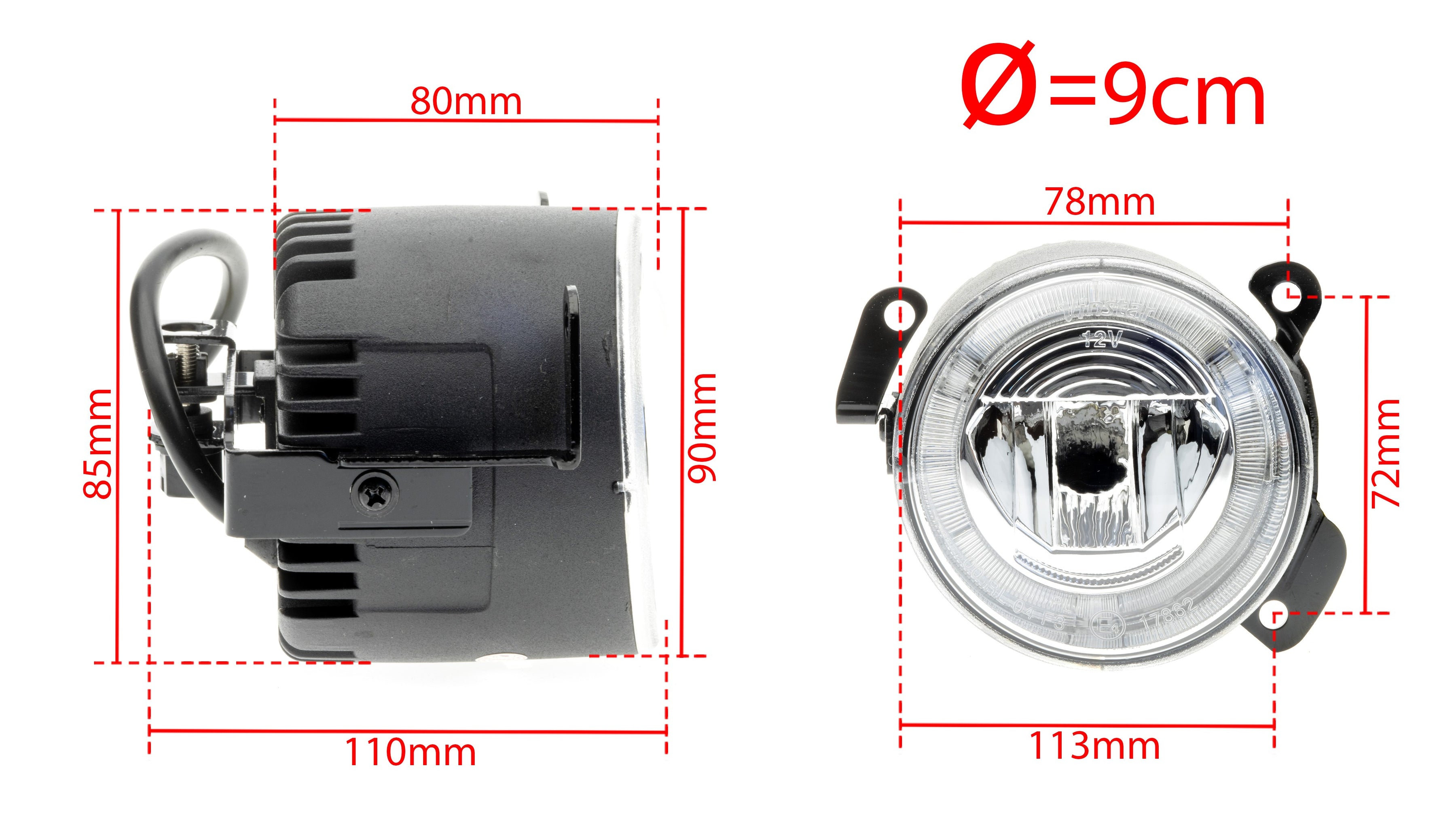 DRL- och dimljus – 6000K – 10 W – 9V - 16V