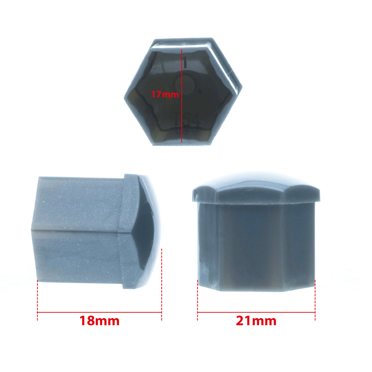 Hjulmutterskydd – Grå – Plast – 20-pack – 18 mm mm