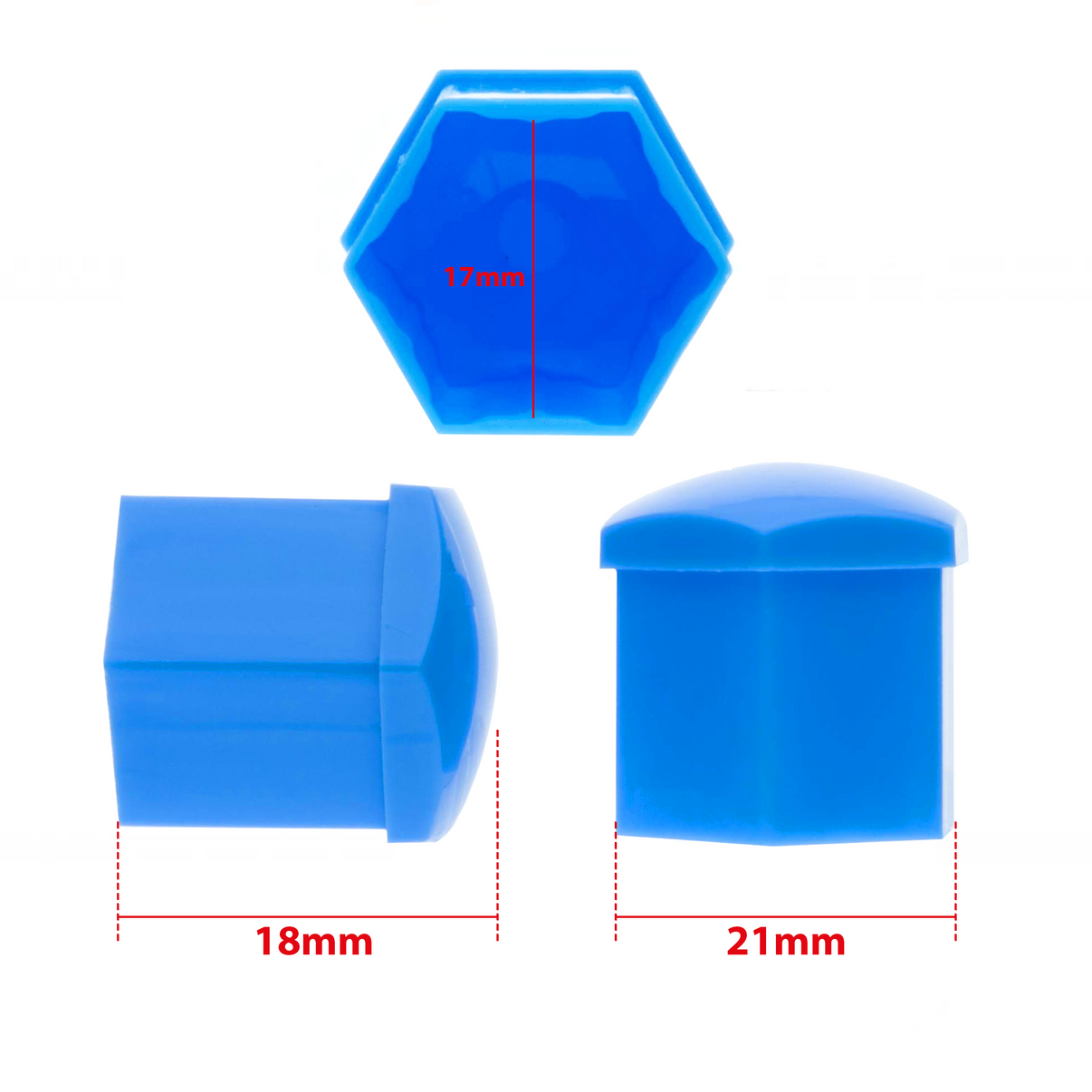Hjulmutterskydd – Blå – Plast – 20-pack – 18 mm mm