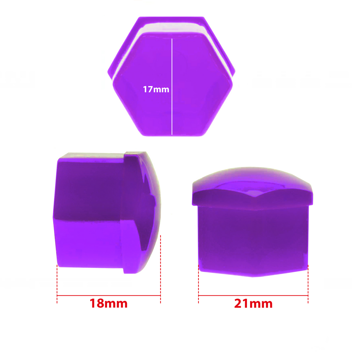 Hjulmutterskydd – Lila – Plast – 20-pack – 18 mm mm