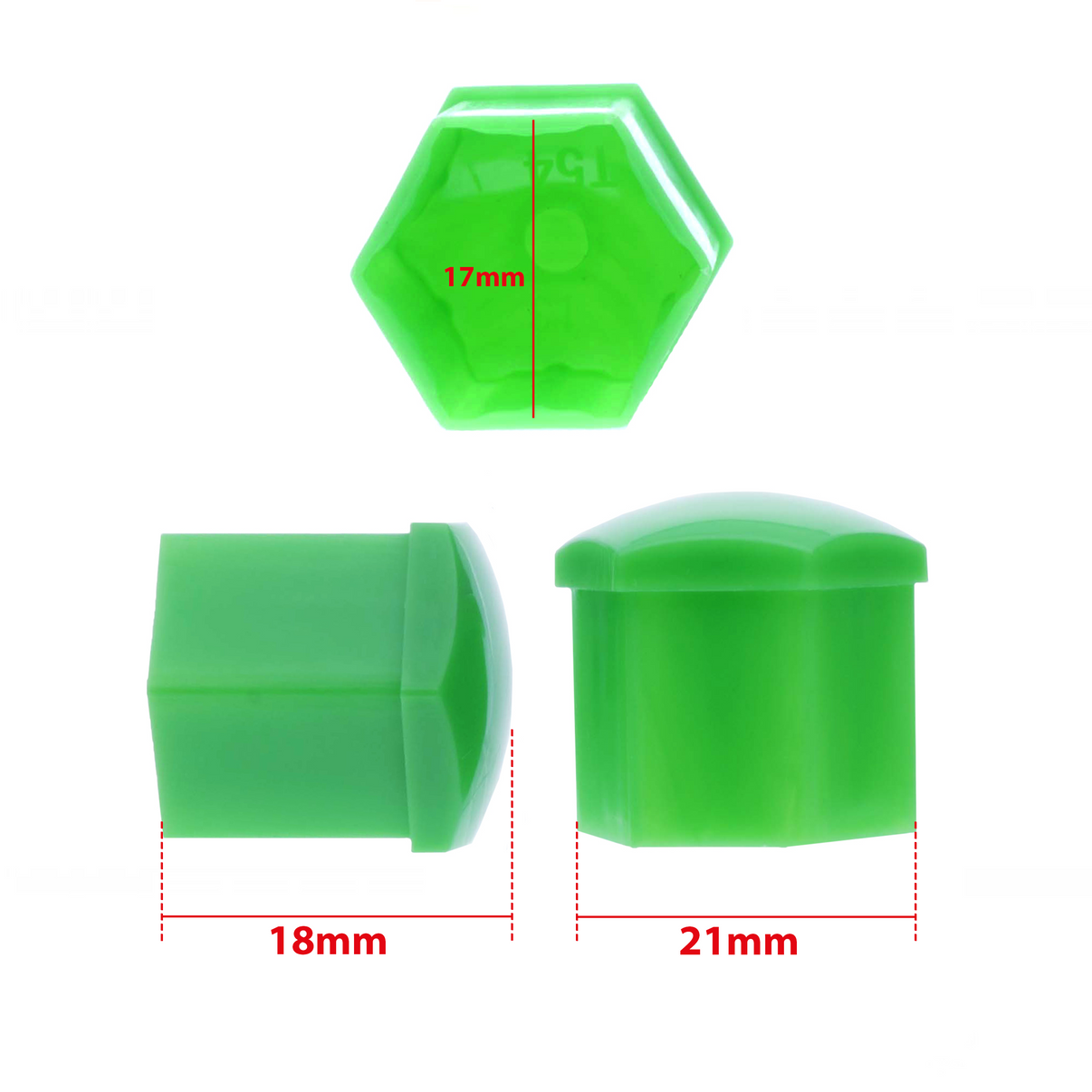 Hjulmutterskydd – Grön – Plast – 20-pack – 18 mm mm