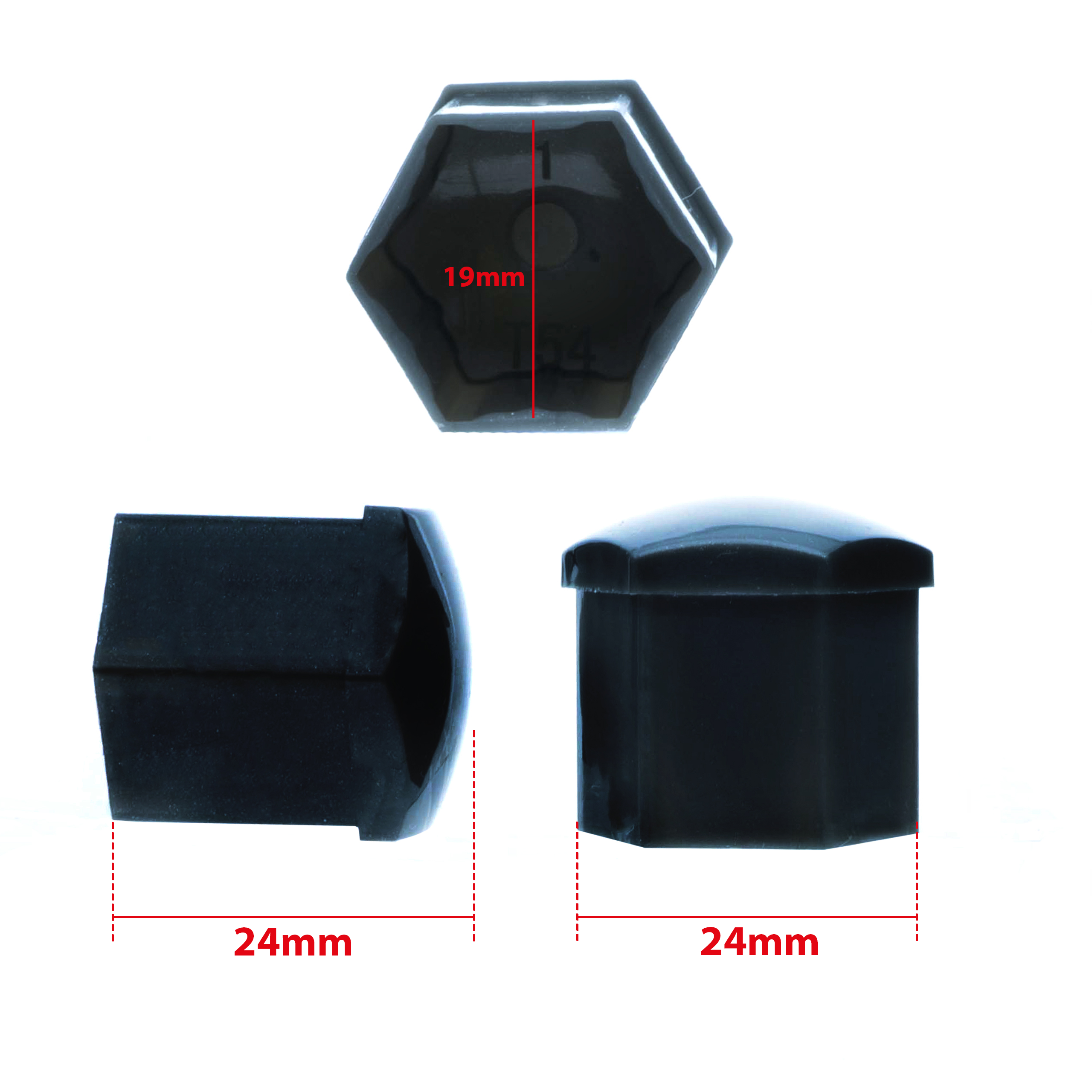 Hjulmutterskydd – Svart – Plast – 20-pack