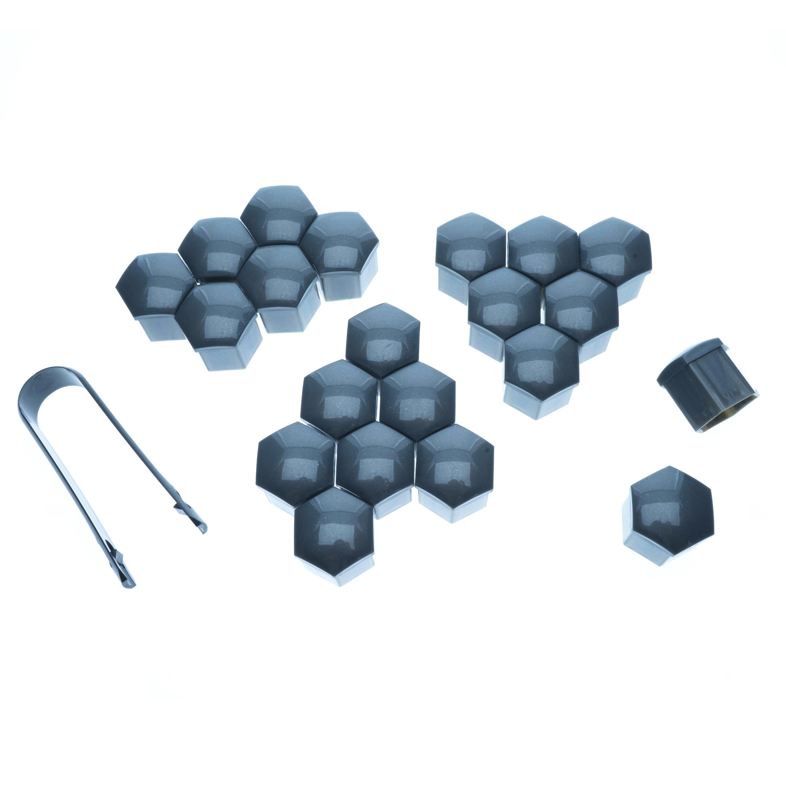 Hjulmutterskydd – Grå – Plast – 20-pack – 24 mm mm