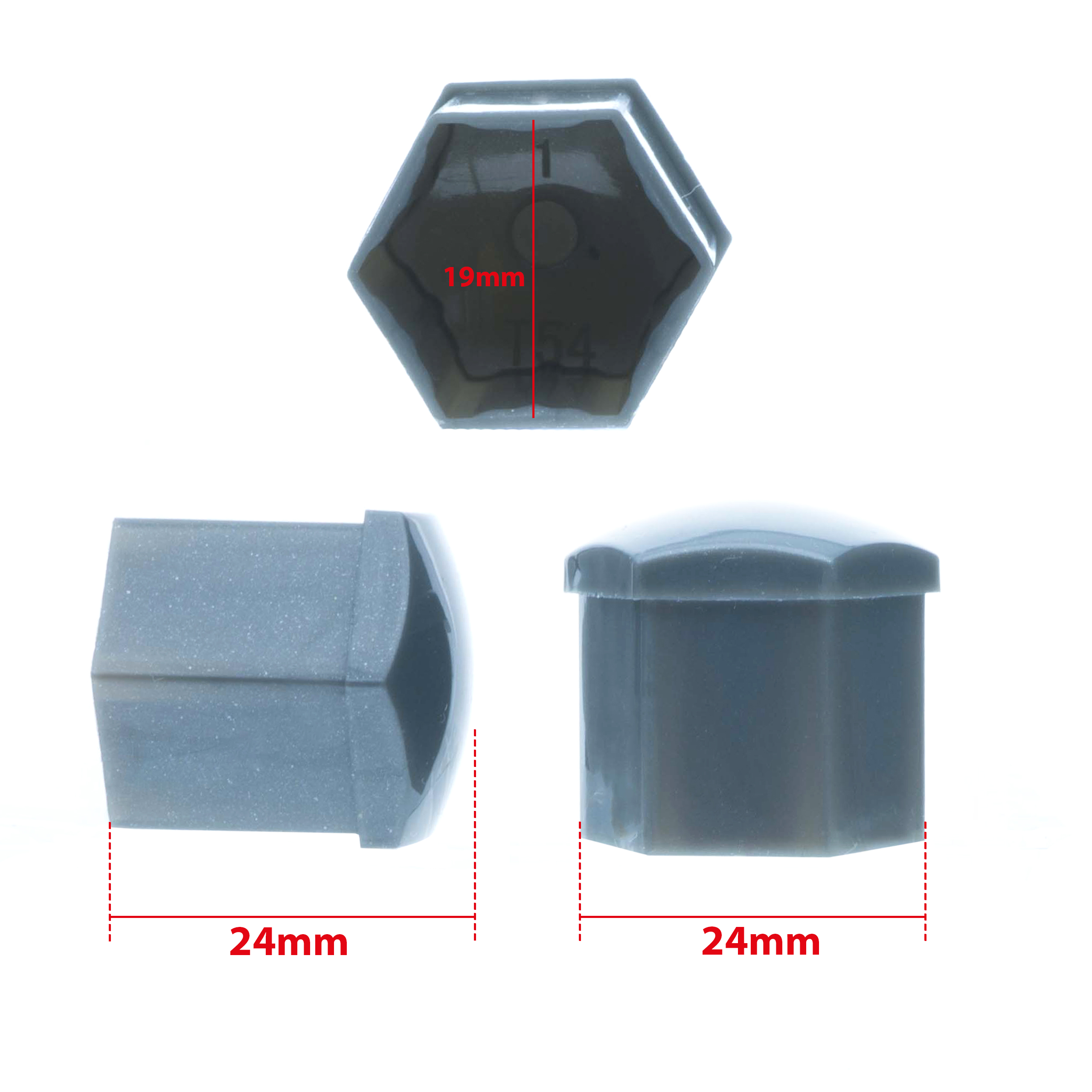 Hjulmutterskydd – Grå – Plast – 20-pack – 24 mm mm