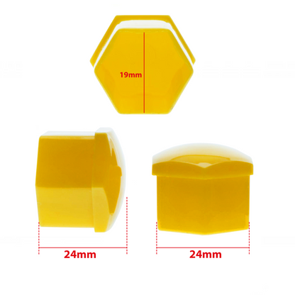 Hjulmutterskydd – Gul – Plast – 20-pack – 24 mm mm