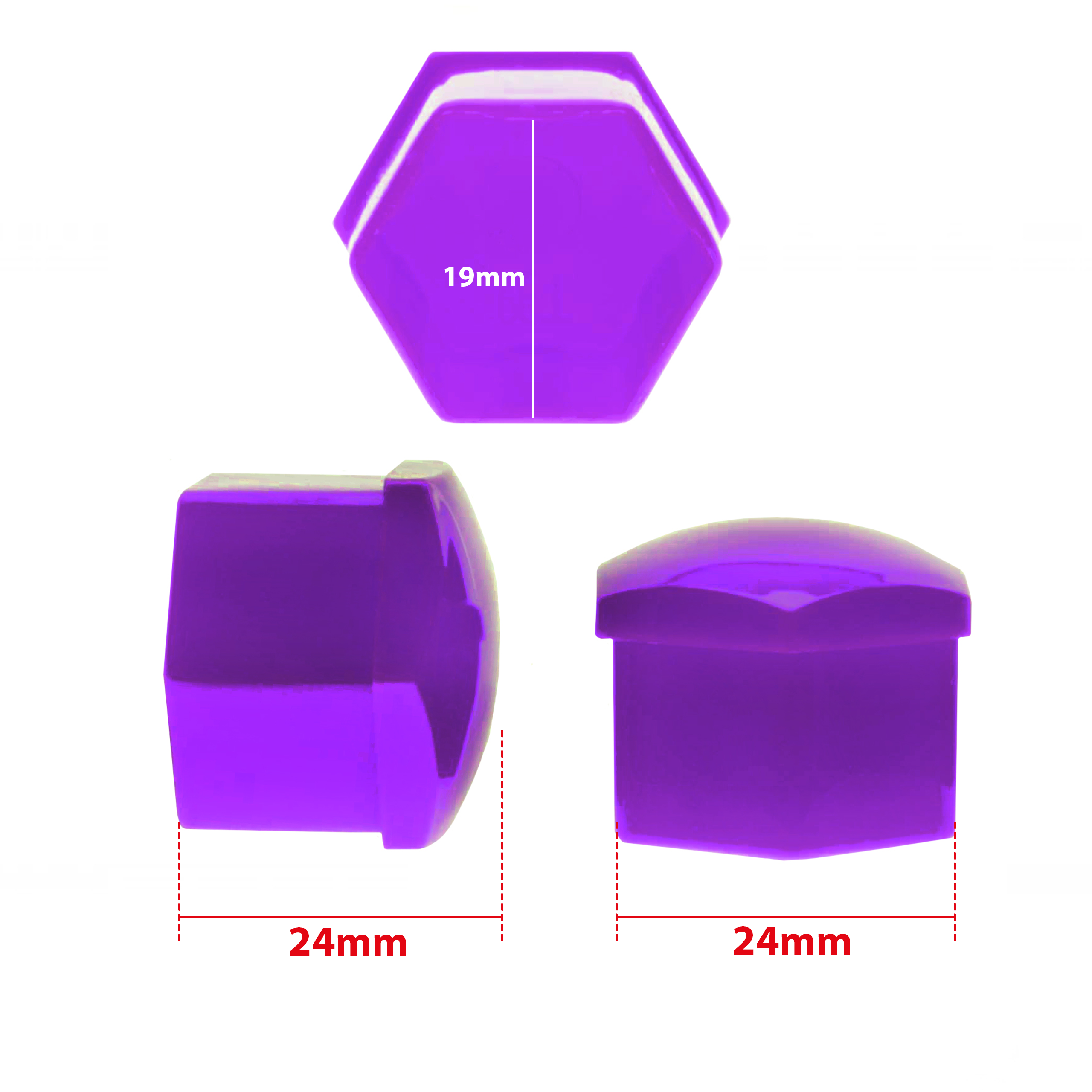 Hjulmutterskydd – Lila – Plast – 20-pack – 24 mm mm