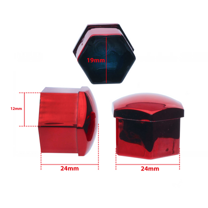 Hjulmutterskydd – Röd (metallic) – Plast – 20-pack – 24 mm mm