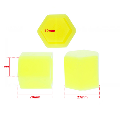Hjulmutterskydd – Gul – Silikon – 20-pack – 19 mm