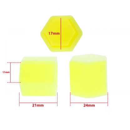 Hjulmutterskydd – Gul – Silikon – 20-pack – 17 mm