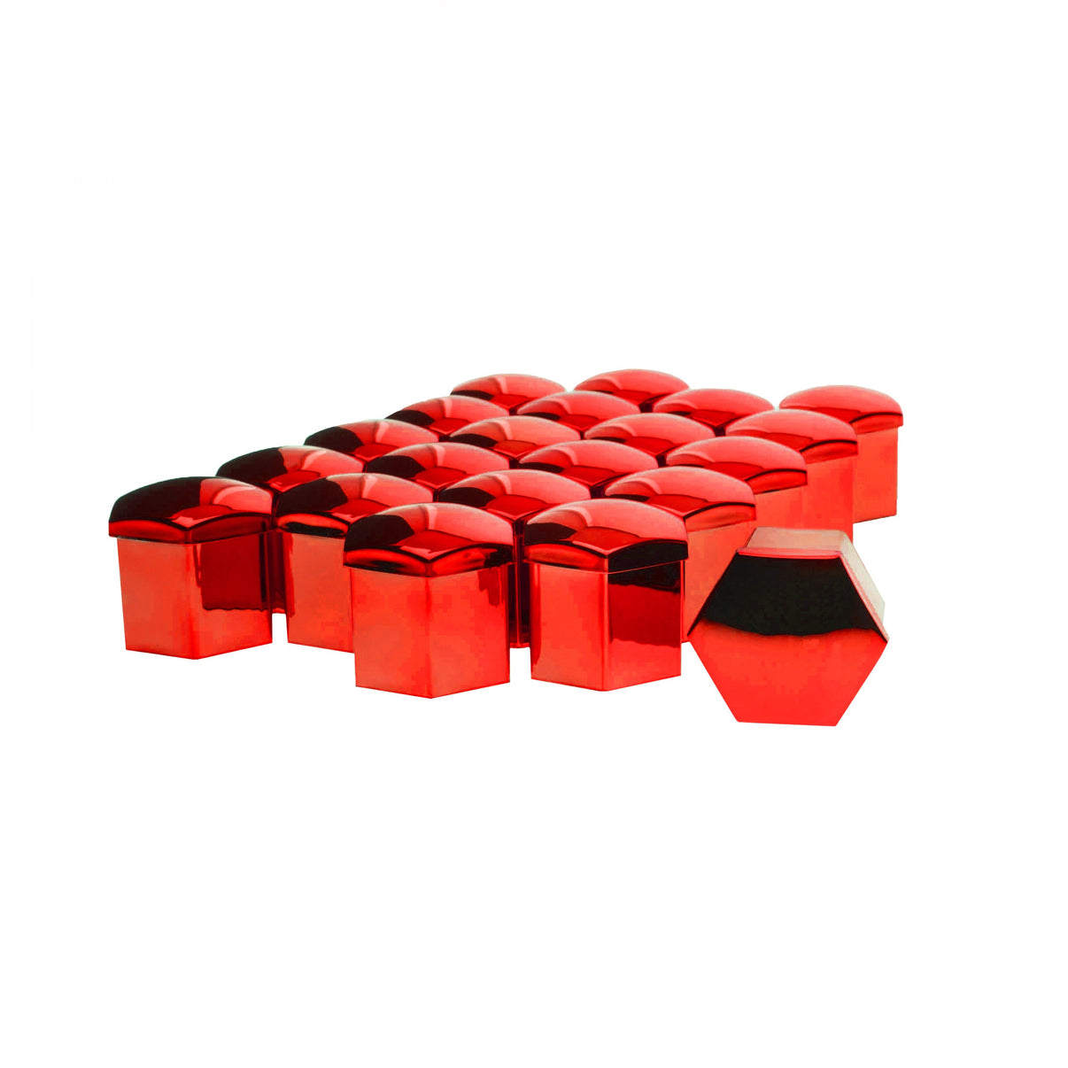 Hjulmutterskydd – Röd (metallic) – Plast – 20-pack – 24 mm mm