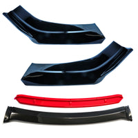 Frontsplitter – Röd inserts, Svart gloss – ABS