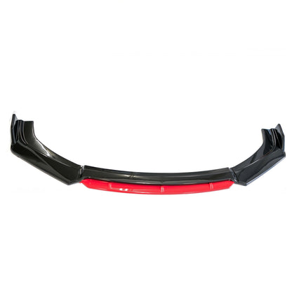 Frontsplitter – Röd inserts, Svart gloss – ABS