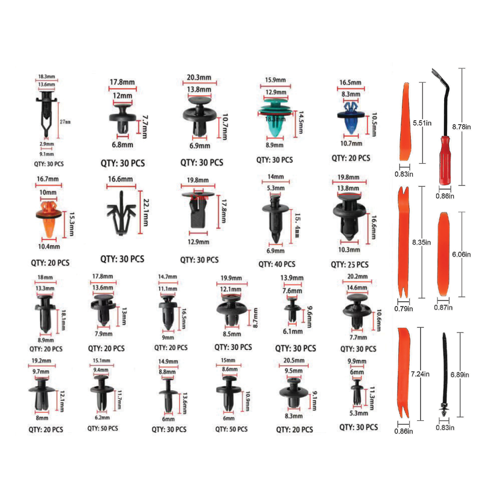 Fästclips – 635-pack