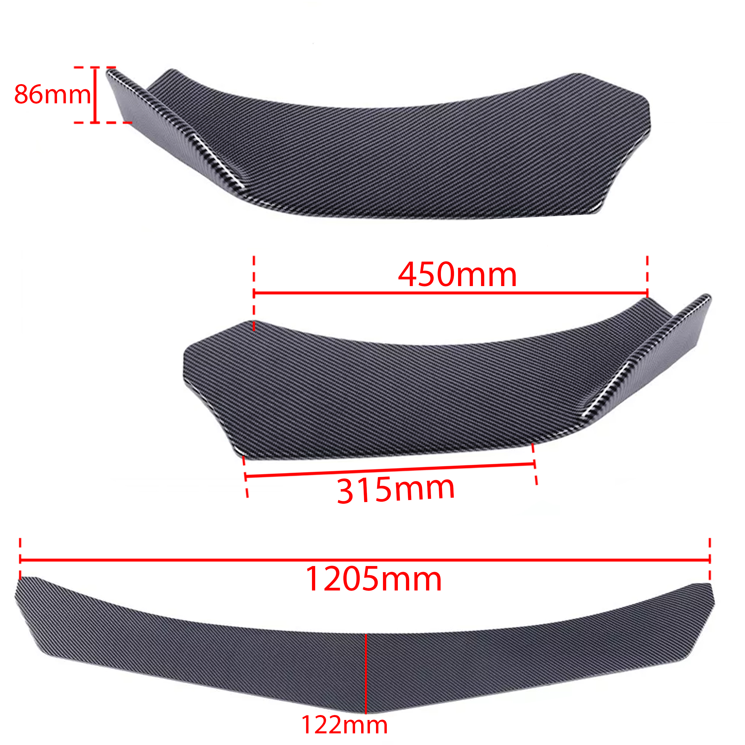 Frontsplitter – Svart – ABS