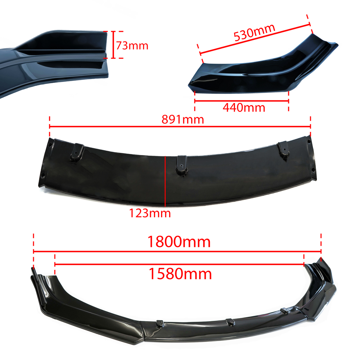 Frontsplitter – Svart gloss – ABS