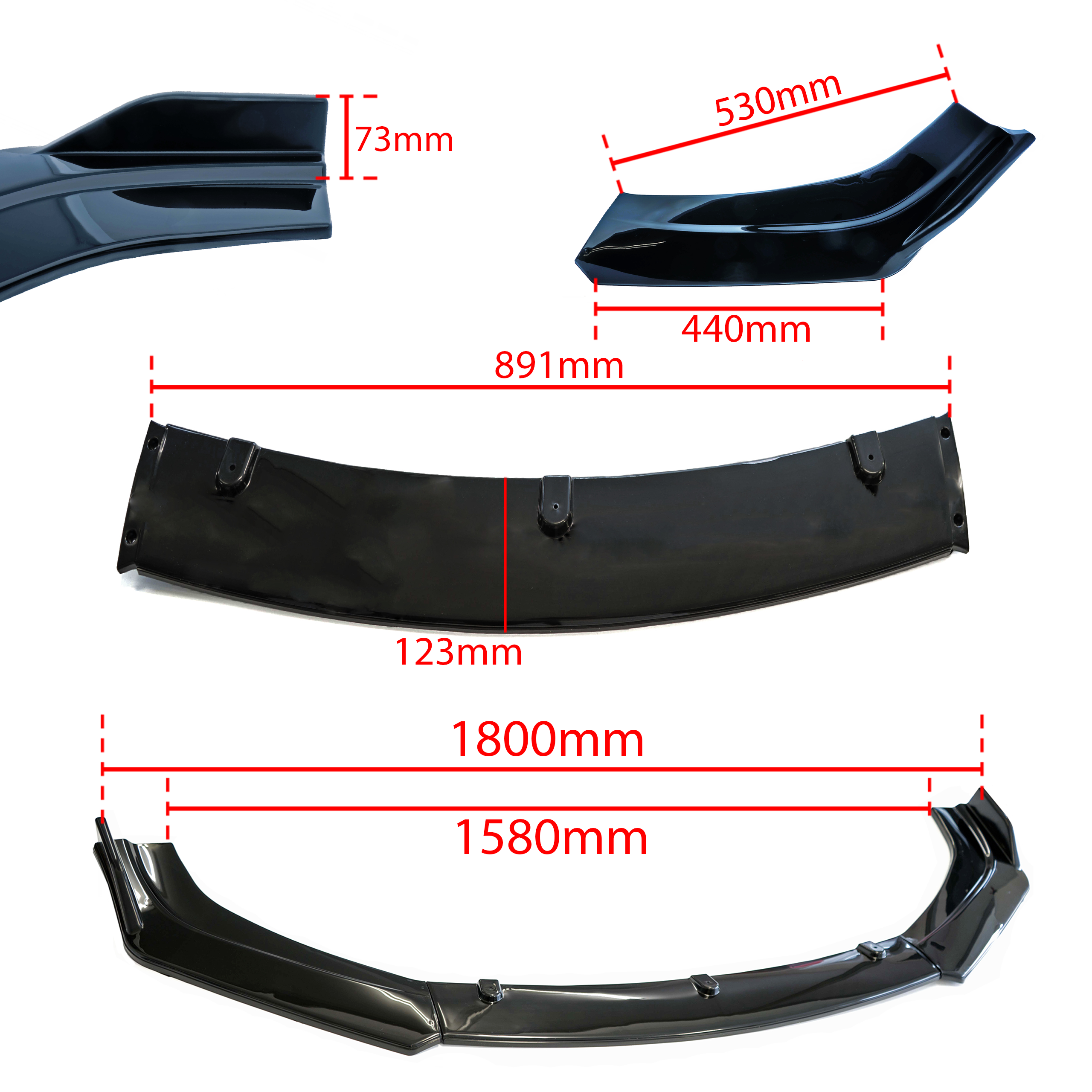 Frontsplitter – Svart gloss – ABS