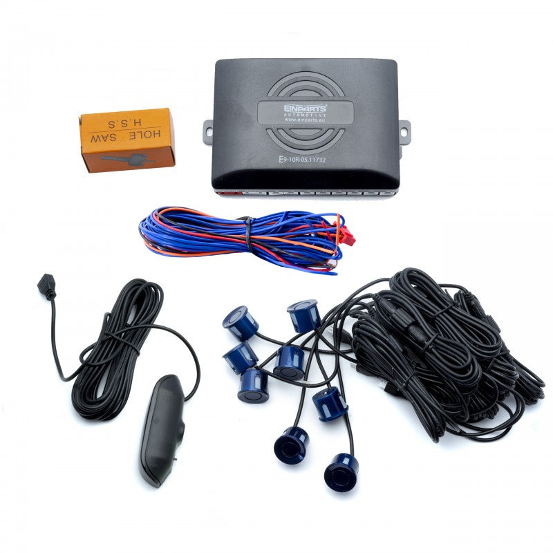 Parkeringssensor med display – Indigoblå – ultraljudssensor – 8 sensorer
