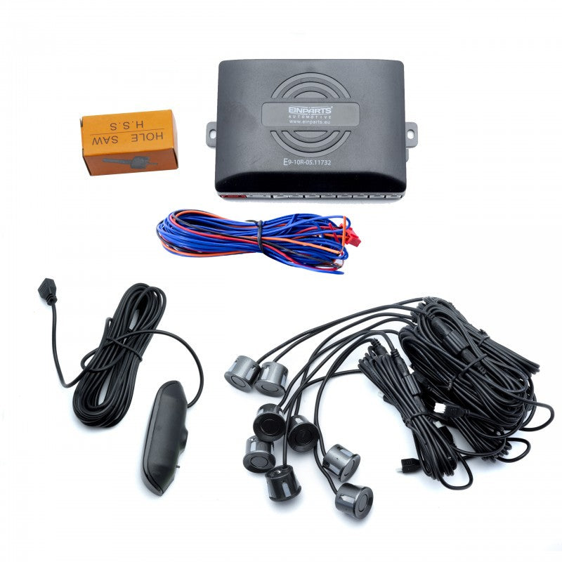 Parkeringssensor med display – Antracit – ultraljudssensor – 8 sensorer