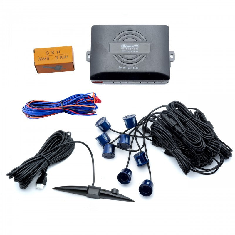 Parkeringssensor med display – Indigoblå – ultraljudssensor – 8 sensorer