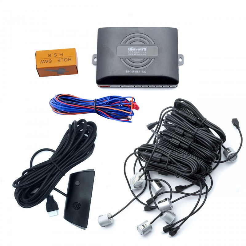 Parkeringssensor med display – Silver – ultraljudssensor – 8 sensorer