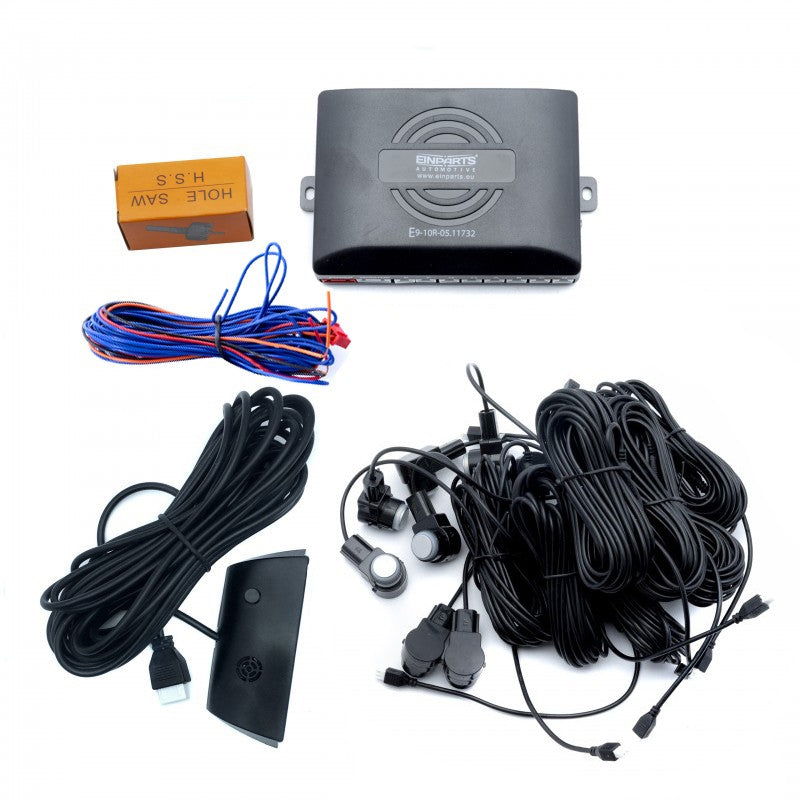 Parkeringssensor – Silver – ultraljudssensor – 8 sensorer – 4x 2,5 m/ 4x 6 m