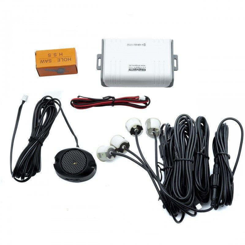 Parkeringssensor med summer – Vit – ultraljudssensor – 4 sensorer – 4x 2,5 m