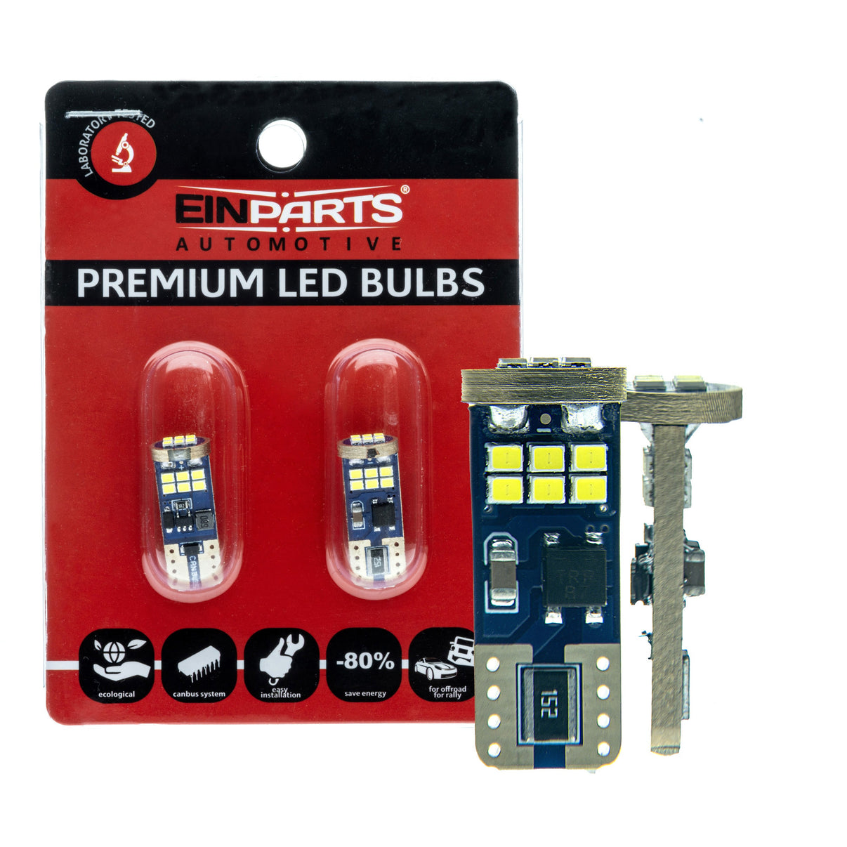LED-lampa för bil – T10, W5W – 6000K – 18 LED – SMD 2016 – 2-pack