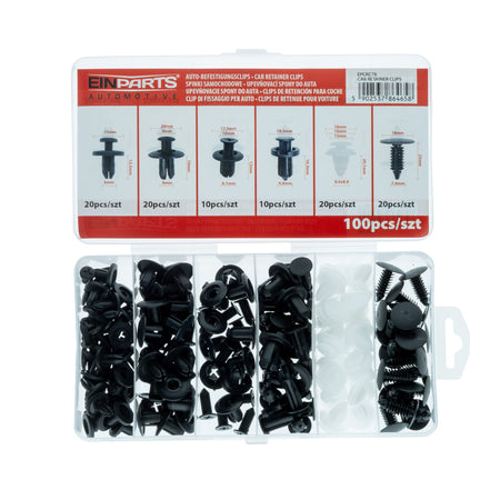Fästclips – 100-pack – Vit, Svart