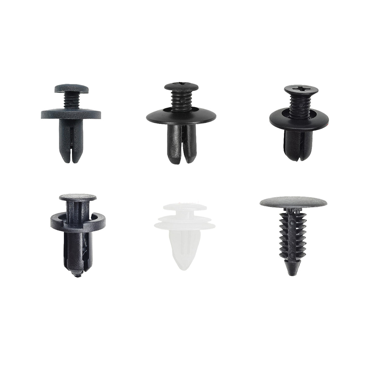 Fästclips – 100-pack – Vit, Svart