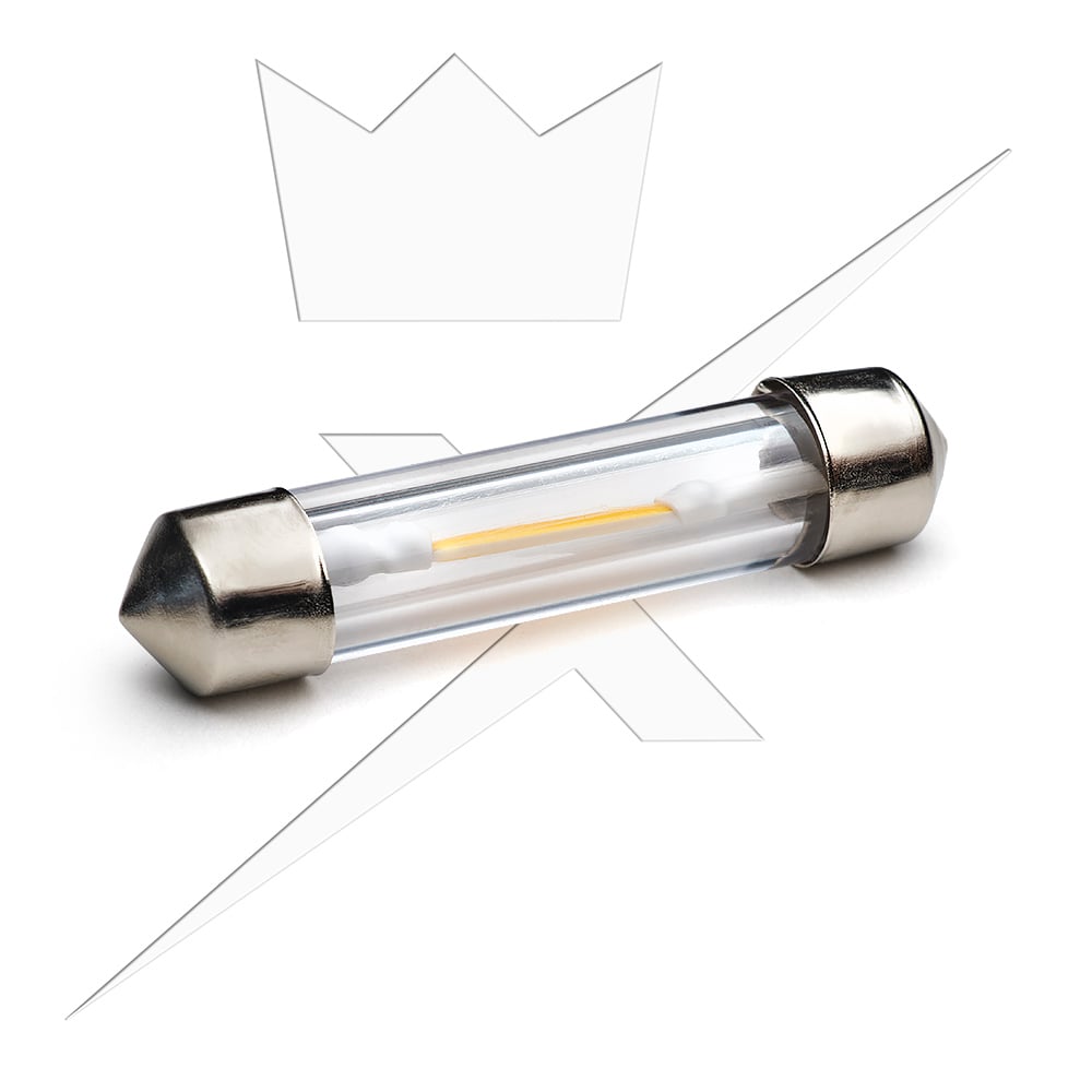 sidebillede, der viser profil og design af 41mm – C5W LED Filament – Carlevel
