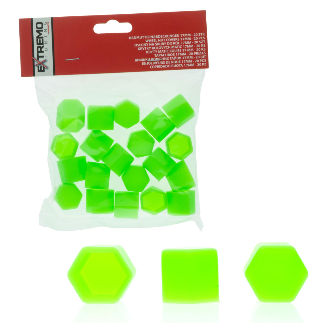 Hjulmutterskydd – Grön – Silikon – 20-pack – 17 mm