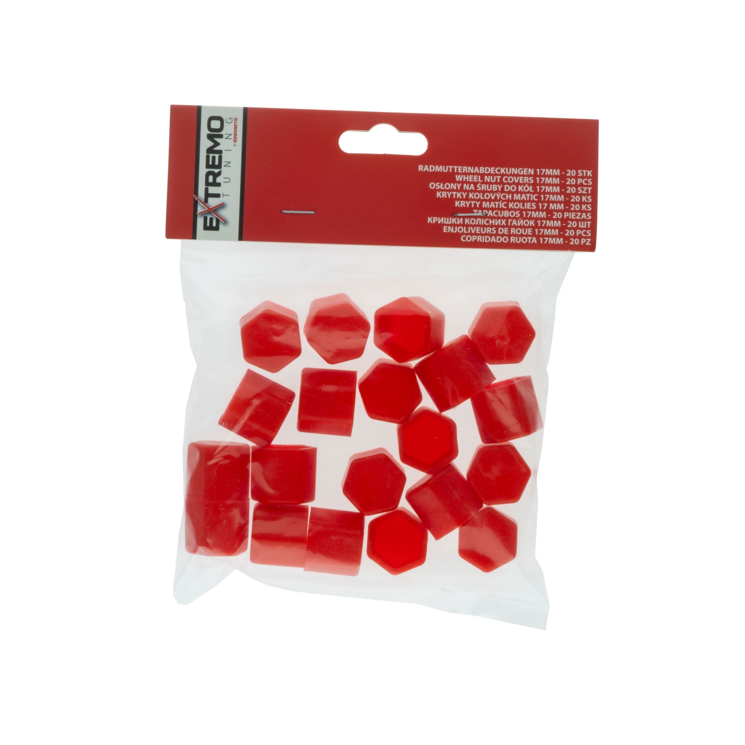 Hjulmutterskydd – Röd – Silikon – 20-pack – 17 mm