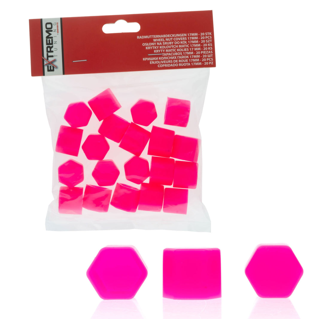 Hjulmutterskydd – Rosa – Silikon – 20-pack – 17 mm