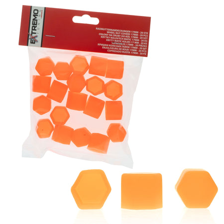 Hjulmutterskydd – Orange – Silikon – 20-pack – 17 mm
