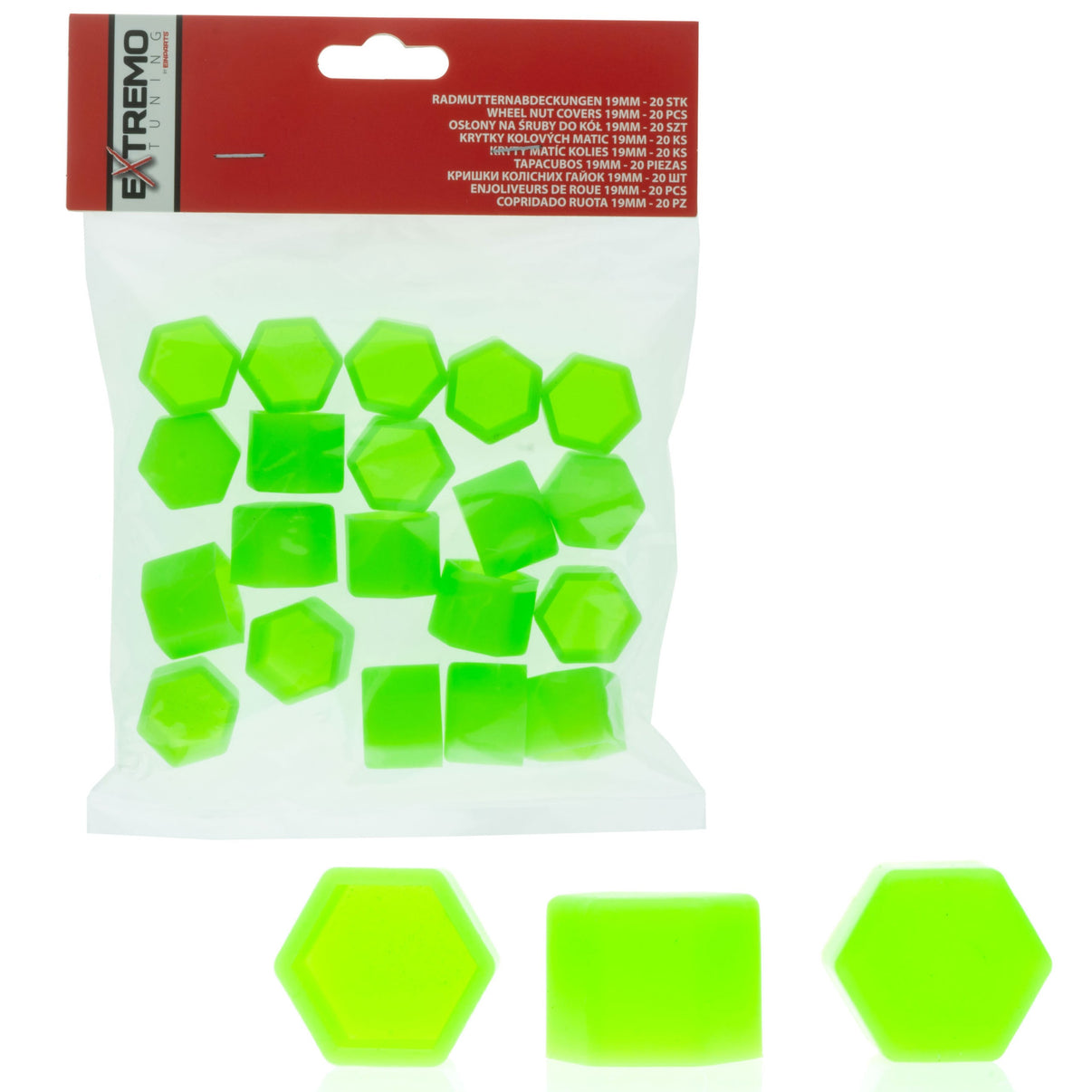 Hjulmutterskydd – Grön – Silikon – 20-pack – 19 mm
