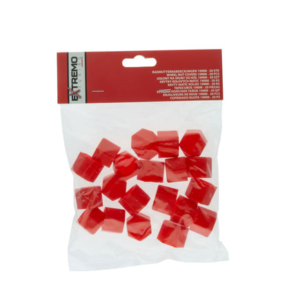 Hjulmutterskydd – Röd – Silikon – 20-pack – 19 mm
