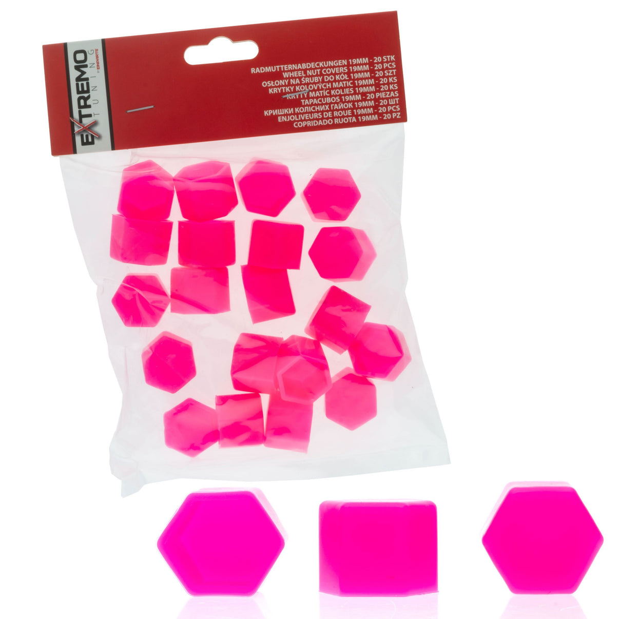 Hjulmutterskydd – Rosa – Silikon – 20-pack – 19 mm