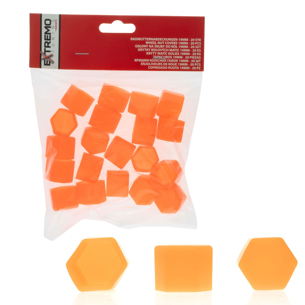 Hjulmutterskydd – Orange – Silikon – 20-pack – 19 mm