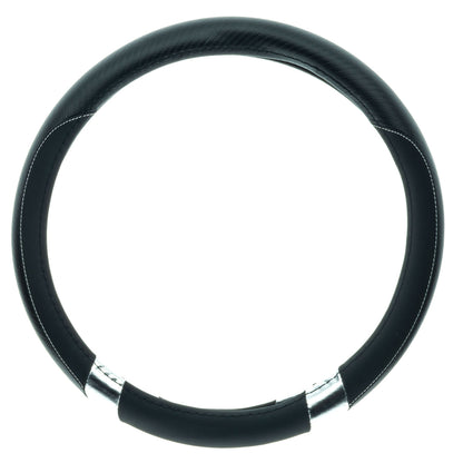 Rattskydd – Silver, Svart – Konstläder, Rattdiameter: 37-39 cm