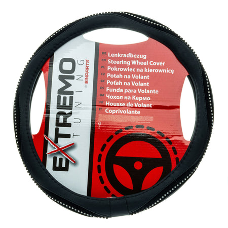 Rattskydd – Svart – Konstläder, Rattdiameter: 37-39 cm