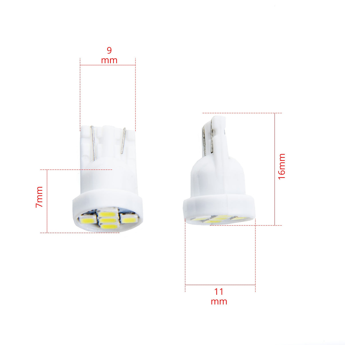 LED-lampa för bil – W5W – W2,1x9,5d – 6000K – 5 LED – SMD 2835 – 2-pack