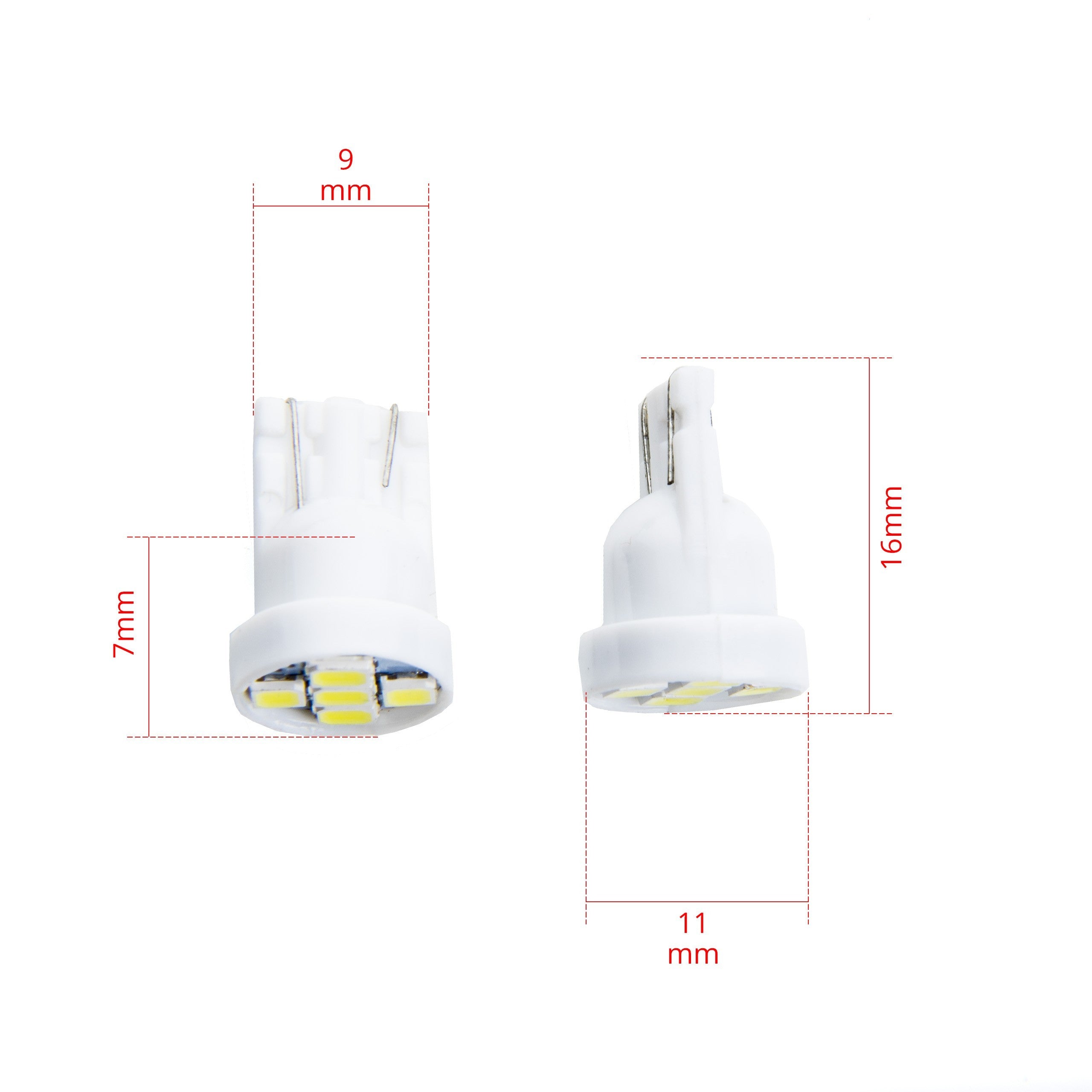 LED-lampa för bil – W5W – W2,1x9,5d – 6000K – 5 LED – SMD 2835 – 2-pack