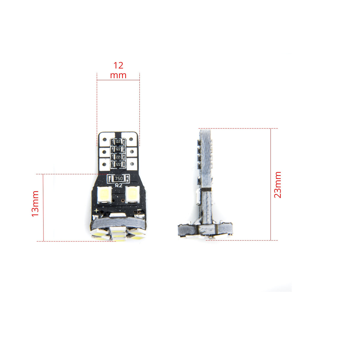 LED-lampa för bil – W5W – W2,1x9,5d – 6000K – 13 LED – SMD 2835 – 2-pack