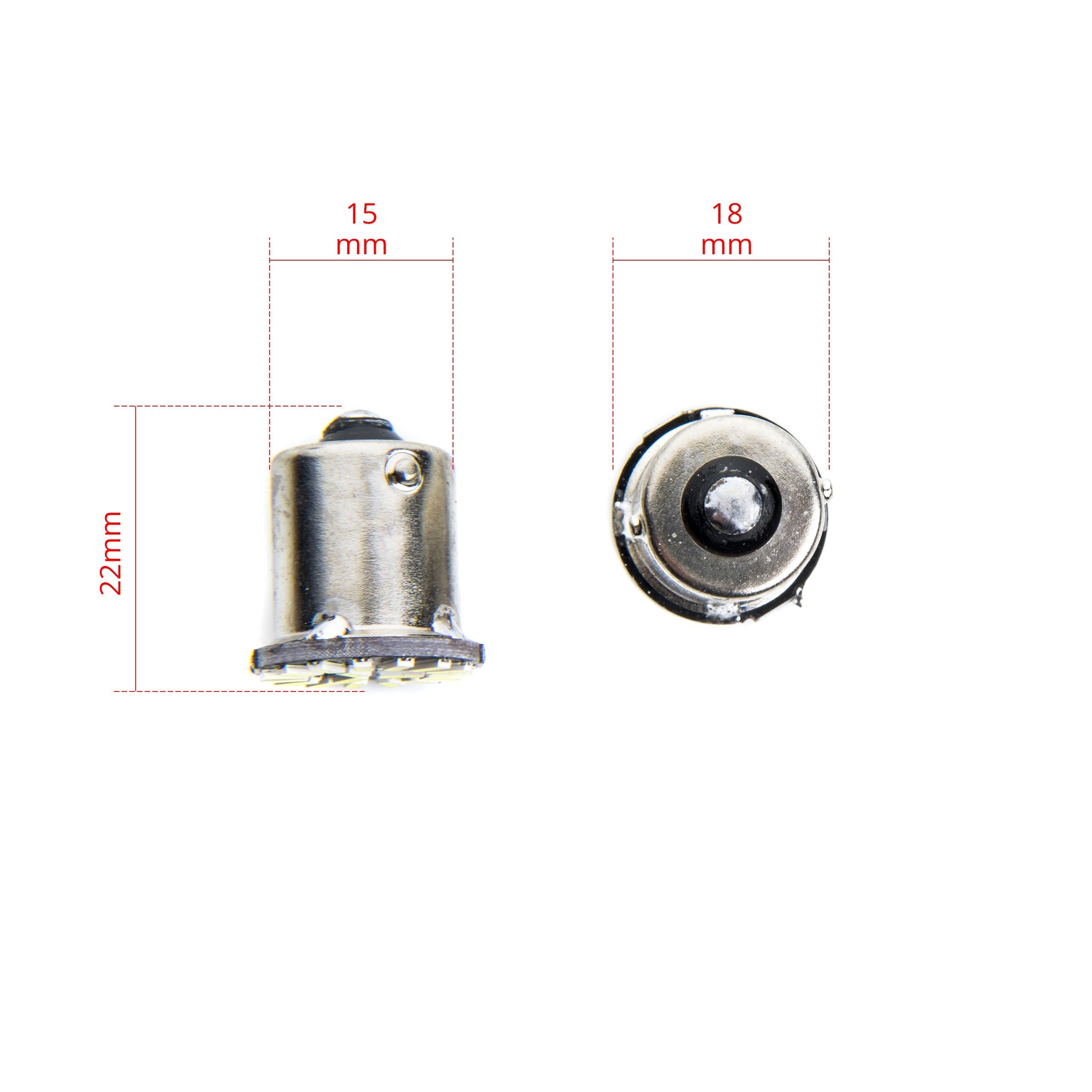 LED-lampa för bil – P21W – BA15S – 6000K – 18 LED – SMD 4014 – 2-pack