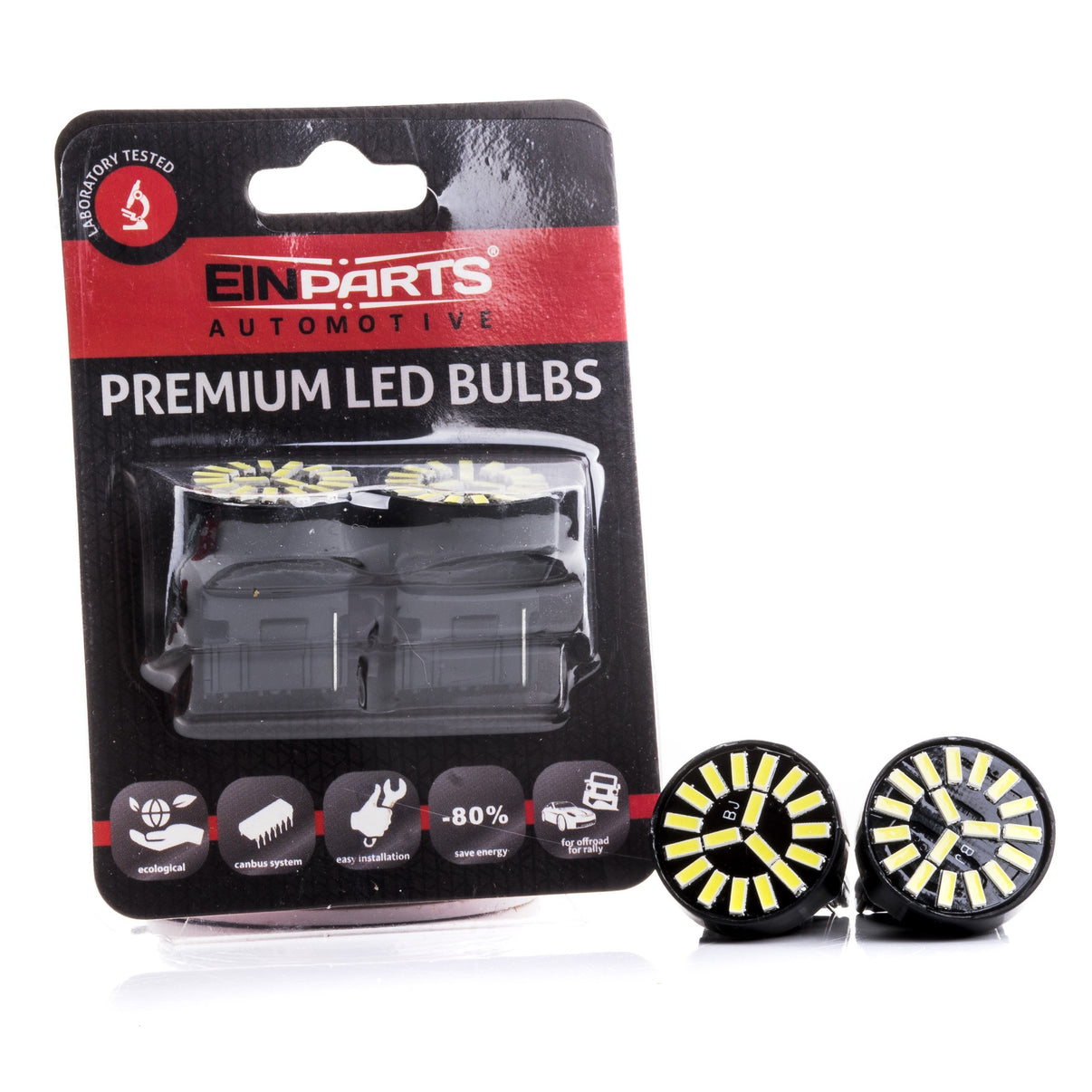 LED-lampa för bil – W21W – W3X16D – 6000K – 18 LED – SMD 4014 – 2-pack