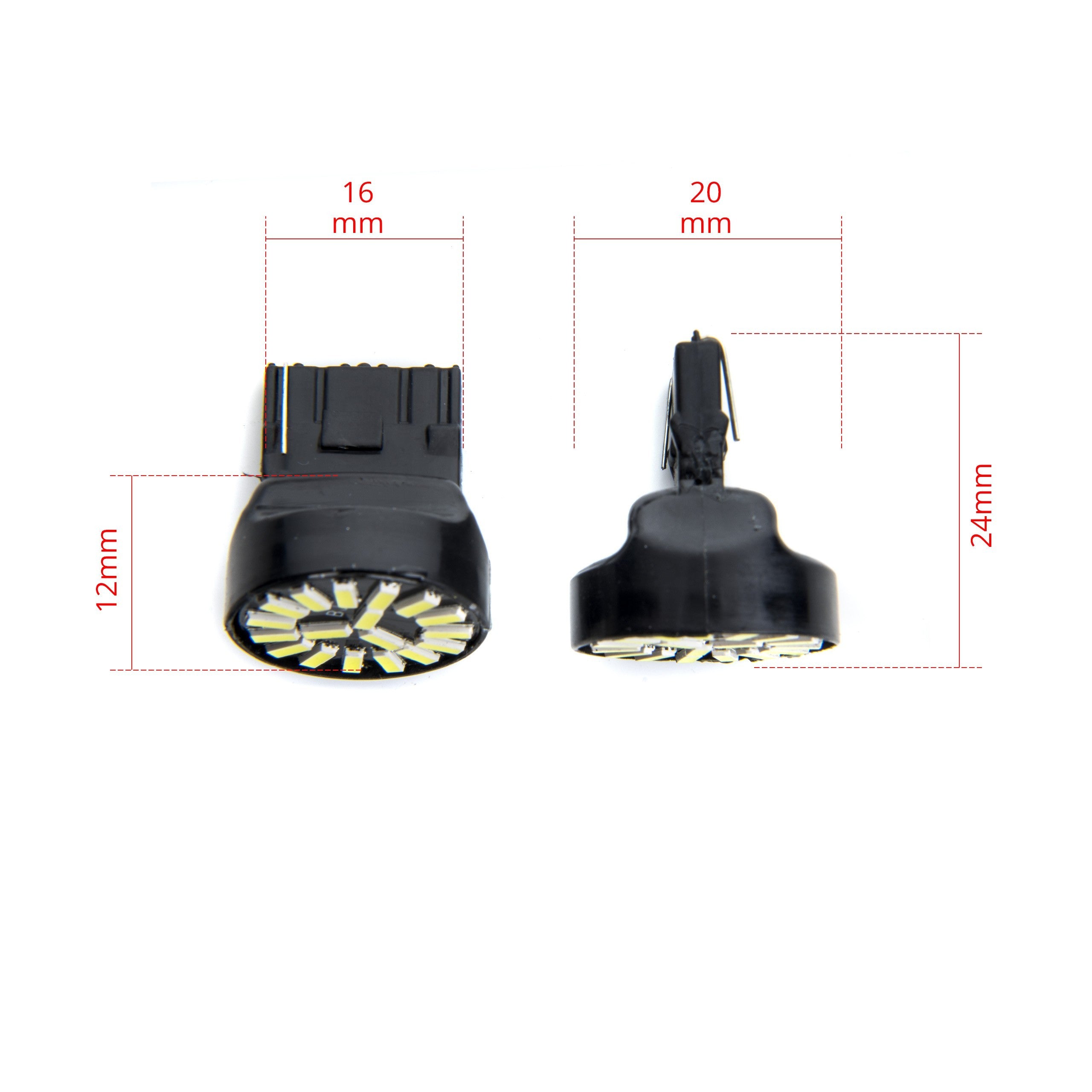 LED-lampa för bil – W21W – W3X16D – 6000K – 18 LED – SMD 4014 – 2-pack